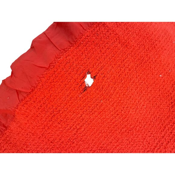Vntg JCPenney orange Satin Border Woven Fabric Blanket Movie/Play Prop Pet Mat - Picture 12 of 13